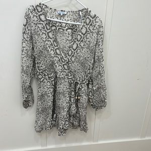 Blue Island Snakeskin Print Coverup with bead tassel M